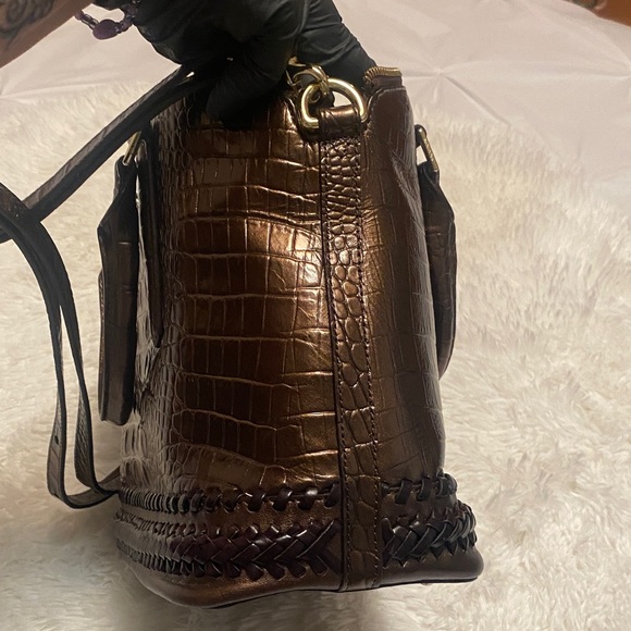 Brahmin Metallic Brown Duxbury Crocodile Satchel - Picture 9 of 11